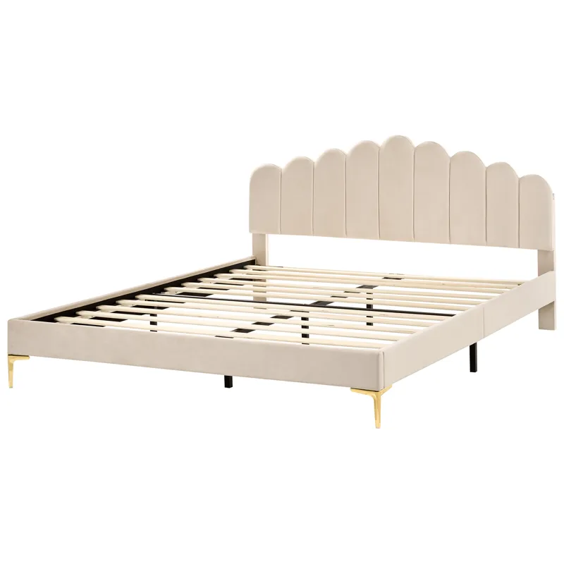 Dobbeltseng Sauvian 180x200 cm - Beige - Møbler - Senge - Sengeramme & sengestel