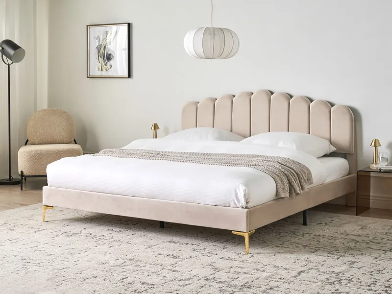 Dobbeltseng Sauvian 180x200 cm - Beige - Møbler - Senge - Sengeramme & sengestel