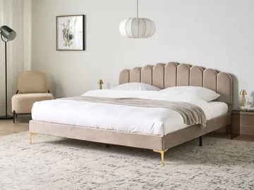 Dobbeltseng Sauvian 180x200 cm - Taupe - Møbler - Senge - Sengeramme & sengestel