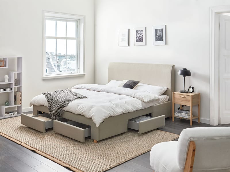 Dobbeltseng Soutrin 160x200 cm - Beige - Møbler - Senge - Sengeramme & sengestel