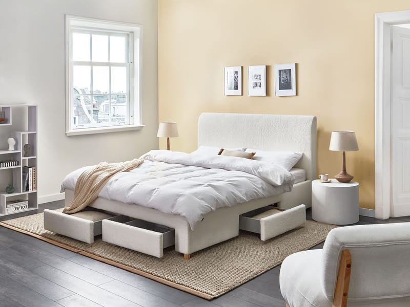 Dobbeltseng Soutrin 160x200 cm - Off-White - Møbler - Senge - Sengeramme & sengestel