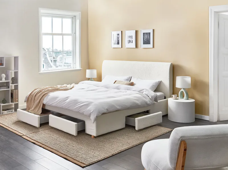 Dobbeltseng Soutrin 180x200 cm - Off-white - Møbler - Senge - Sengeramme & sengestel