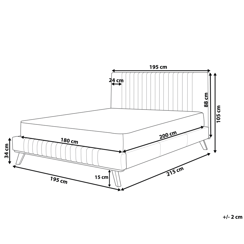 Dobbeltseng Talence 180x200 - Lysegrå - Møbler - Senge - Sengeramme & sengestel