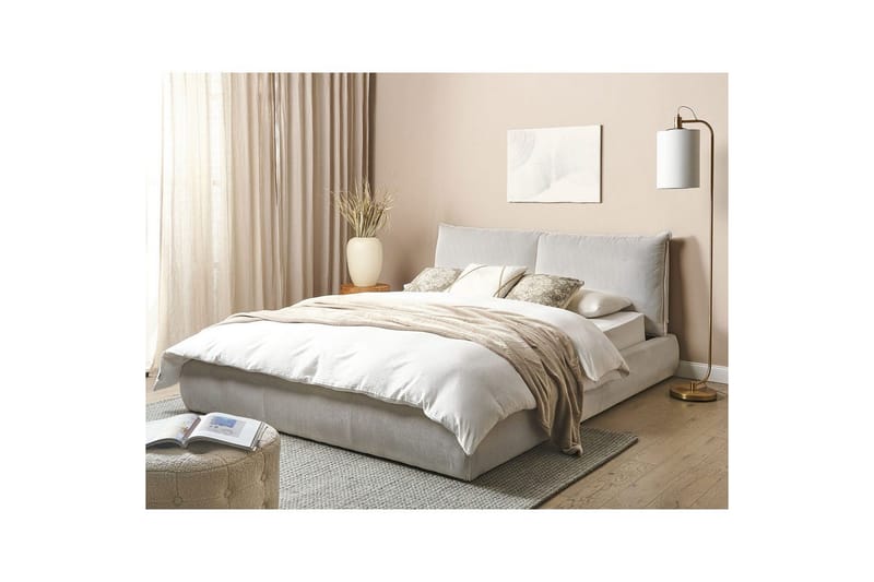 Dobbeltseng Vinay med lamelbund Lysbeige, 160x200 cm - Lysbeige, 160x200 cm - Møbler - Senge - Dobbeltsenge