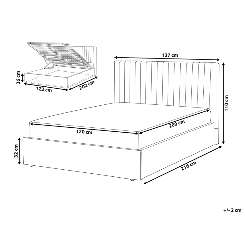 Dobbeltseng Vion 120x200 cm - Beige - Møbler - Senge - Sengeramme & sengestel