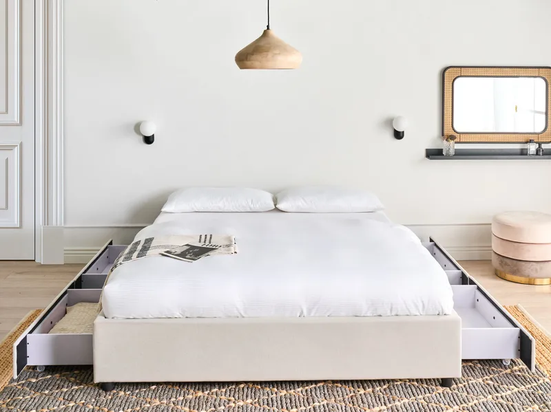 Dobbeltseng Prades 160x200 cm - Lys beige - Møbler - Senge - Sengeramme & sengestel