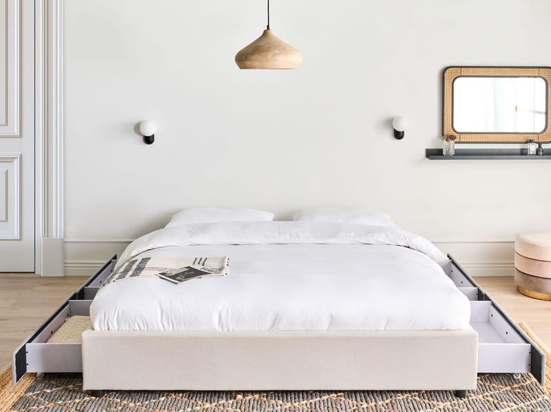 Dobbeltseng Prades 180x200 cm - Lys beige - Møbler - Senge - Sengeramme & sengestel
