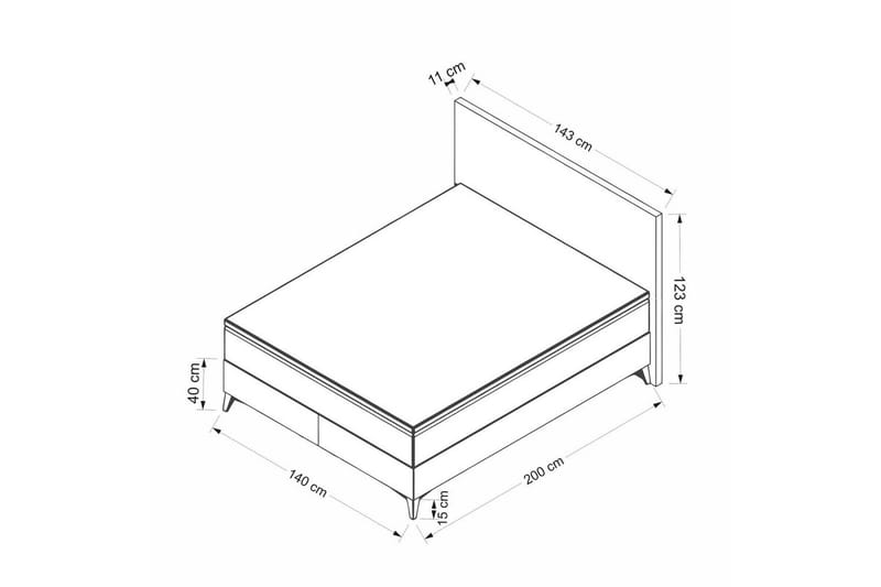 Dobbeltsengsbase & Hovedgærde Badena Beige - 140 x 40 x 200 cm - Møbler - Senge - Dobbeltsenge