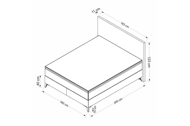 Dobbeltsengsbase & Hovedgærde Badena Beige - 160 x 40 x 200 cm - Møbler - Senge - Sengeramme & sengestel