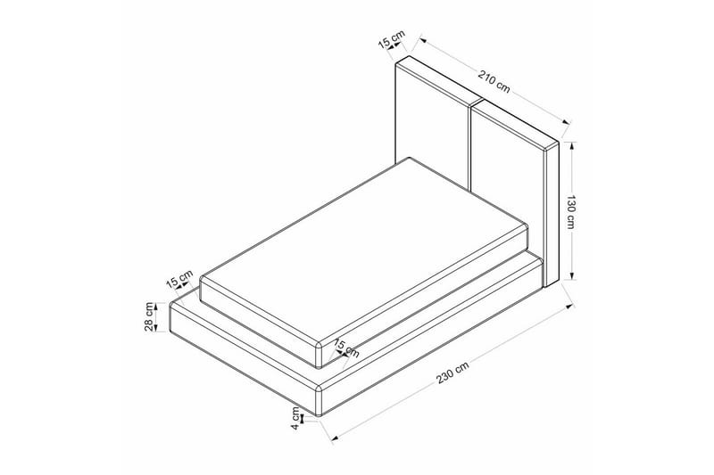 Dobbeltsengsbase & Hovedgærde Kuro Grøn - 210 x 28 x 230 cm - Møbler - Senge - Sengeramme & sengestel