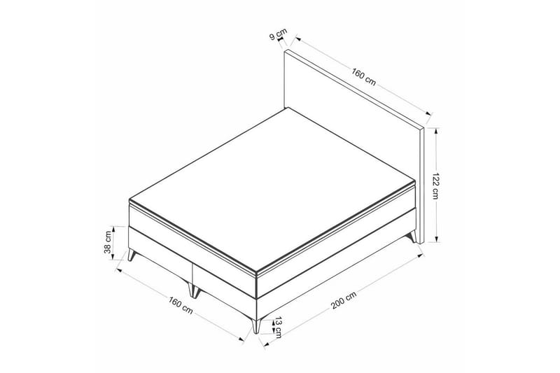 Dobbeltsengsbase & Hovedgærde Mijara Lysebrun - 160 x 38 x 200 cm - Møbler - Senge - Dobbeltsenge