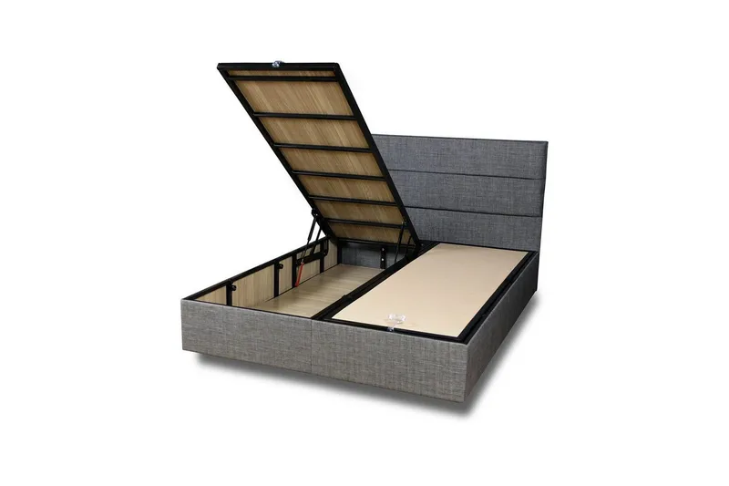 Dobbeltsengsbase & Hovedgærde Sølvgrå - 150 x 200 x 38 cm - Møbler - Senge - Sengeramme & sengestel