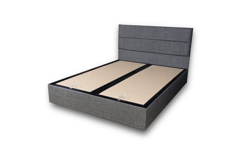 Dobbeltsengsbase & Hovedgærde Sølvgrå, 150 x 200 x 38 cm