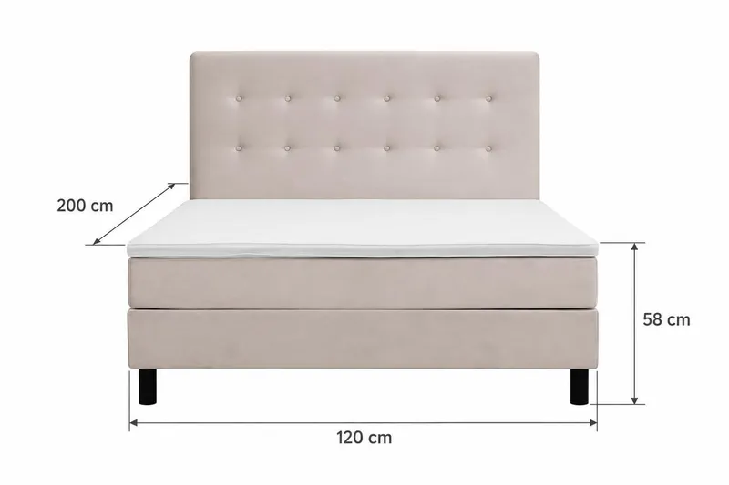 Dream Komplet sengepakke 120x200 cm Knapper - Beige - Møbler - Senge - Komplet sengepakke