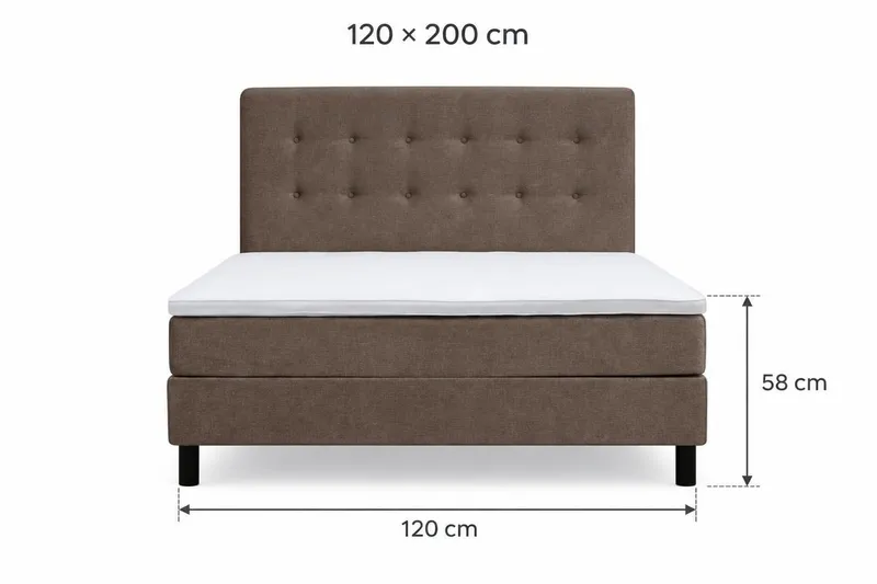 Dream Komplet sengepakke 120x200 cm Knapper - Brun - Møbler - Senge - Komplet sengepakke