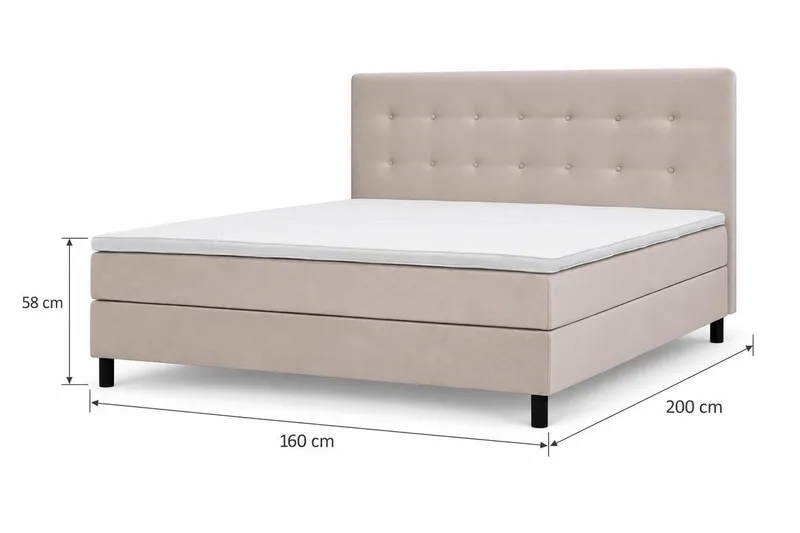 Dream Komplet sengepakke 160x200 cm Knapper - Beige - Møbler - Senge - Kontinentalsenge