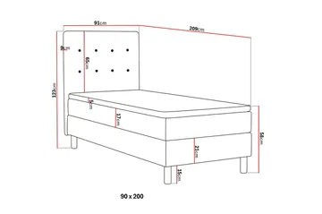 Dream komplet sengepakke 90x200 cm knapper - Sort - Møbler - Senge - Komplet sengepakke