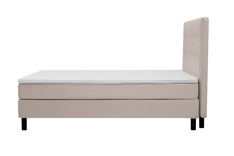 Dream Komplet Sengpakke med Knappet Sengegavl og Topmadras – Kontinentalseng 120x200 cm i Stof med Fasthedsgrad Medium - Beige - Møbler - Senge - Komplet sengepakke
