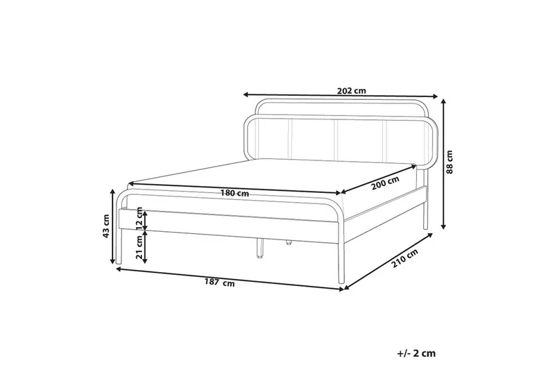 Dubbelsäng Beliani Boussicourt med lamellram 140x200 cm 180x200 - Møbler - Senge - Dobbeltsenge