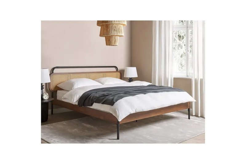 Dubbelsäng Beliani Boussicourt med lamellram 140x200 cm 180x200 - Møbler - Senge - Dobbeltsenge