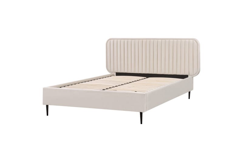 Dubbelsäng Beliani Brin med lamellram Beige-Svart, 140x200 cm Beige 140x200 - Møbler - Senge - Sengeramme & sengestel