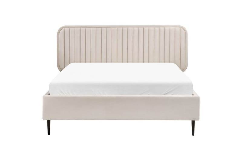 Dubbelsäng Beliani Brin med lamellram Beige-Svart, 140x200 cm Beige 140x200 - Møbler - Senge - Sengeramme & sengestel