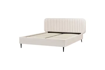 Dubbelsäng Beliani Brin med lamellram Beige-Svart, 140x200 cm Beige 160x200 - Møbler - Senge - Sengeramme & sengestel