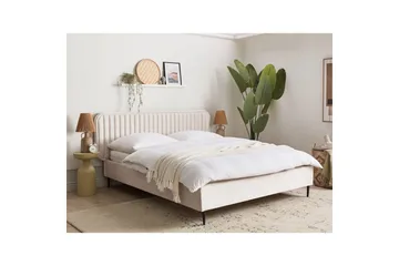 Dubbelsäng Beliani Brin med lamellram Beige-Svart, 140x200 cm Beige 160x200 - Møbler - Senge - Sengeramme & sengestel