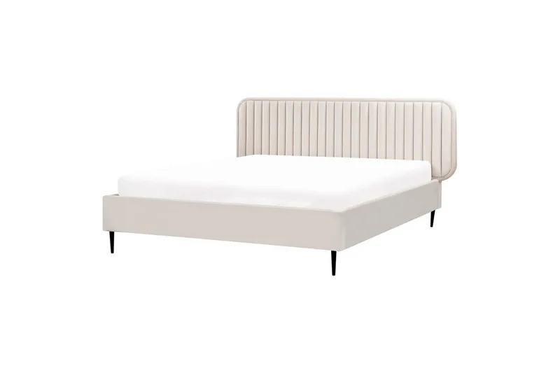 Dubbelsäng Beliani Brin med lamellram Beige-Svart, 140x200 cm Beige 160x200, undefined