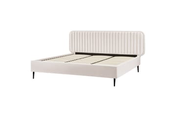 Dubbelsäng Beliani Brin med lamellram Beige-Svart, 140x200 cm Beige 180x200 - Møbler - Senge - Sengeramme & sengestel