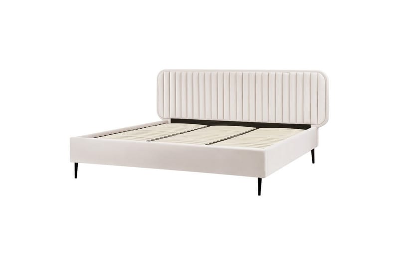 Dubbelsäng Beliani Brin med lamellram Beige-Svart, 140x200 cm Beige 180x200 - Møbler - Senge - Sengeramme & sengestel