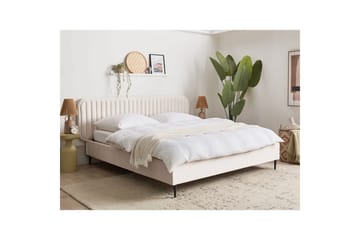 Dubbelsäng Beliani Brin med lamellram Beige-Svart, 140x200 cm Beige 180x200 - Møbler - Senge - Sengeramme & sengestel