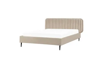 Dubbelsäng Beliani Brin med lamellram Beige-Svart, 140x200 cm Taupe 140x200