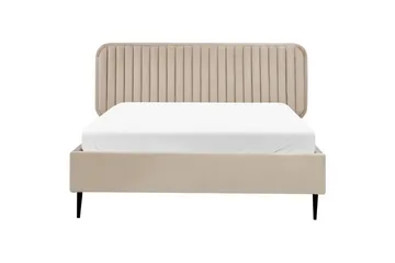 Dubbelsäng Beliani Brin med lamellram Beige-Svart, 140x200 cm Taupe 140x200 - Møbler - Senge - Sengeramme & sengestel