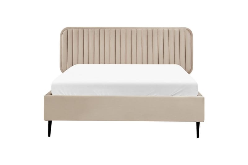 Dubbelsäng Beliani Brin med lamellram Beige-Svart, 140x200 cm Taupe 140x200 - Møbler - Senge - Sengeramme & sengestel