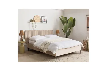 Dubbelsäng Beliani Brin med lamellram Beige-Svart, 140x200 cm Taupe 140x200 - Møbler - Senge - Sengeramme & sengestel
