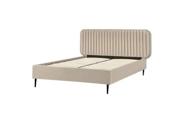 Dubbelsäng Beliani Brin med lamellram Beige-Svart, 140x200 cm Taupe 140x200 - Møbler - Senge - Sengeramme & sengestel