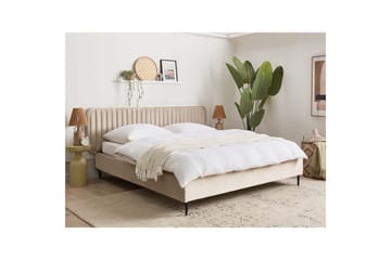 Dubbelsäng Beliani Brin med lamellram Beige-Svart, 140x200 cm Taupe 180x200 - Møbler - Senge - Sengeramme & sengestel