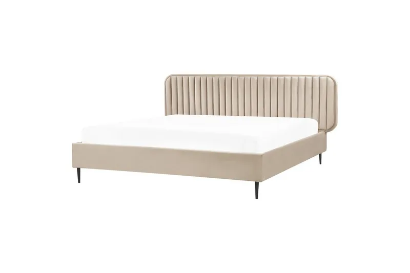 Dubbelsäng Beliani Brin med lamellram Beige-Svart, 140x200 cm Taupe 180x200, undefined