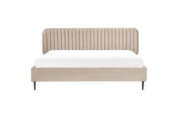 Dubbelsäng Beliani Brin med lamellram Beige-Svart, 140x200 cm Taupe 180x200 - Møbler - Senge - Sengeramme & sengestel