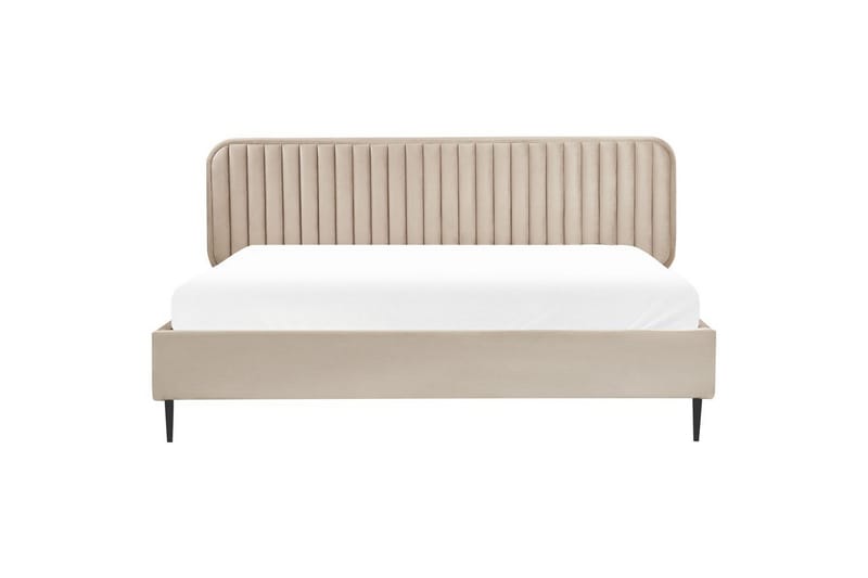 Dubbelsäng Beliani Brin med lamellram Beige-Svart, 140x200 cm Taupe 180x200 - Møbler - Senge - Sengeramme & sengestel