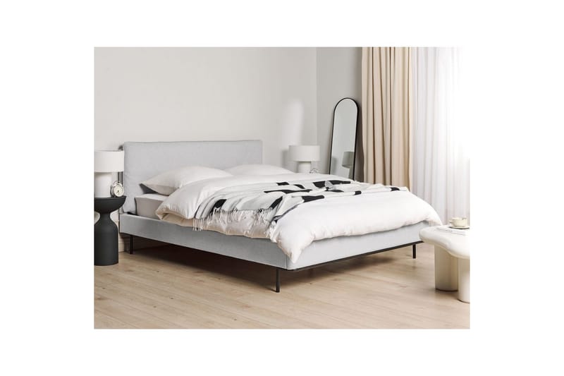 Dubbelsäng Beliani Corio med lamellram Beige-Svart, 140x200 cm Grey 160x200 - Møbler - Senge - Sengeramme & sengestel