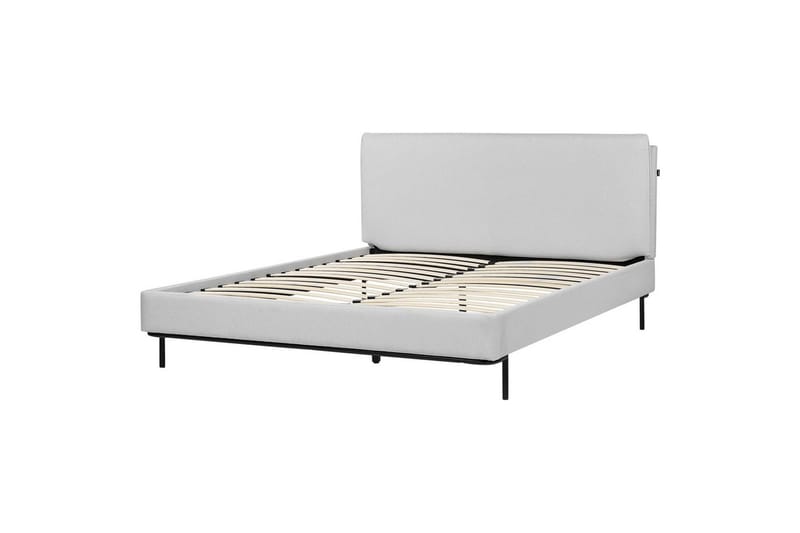 Dubbelsäng Beliani Corio med lamellram Beige-Svart, 140x200 cm Grey 160x200 - Møbler - Senge - Sengeramme & sengestel