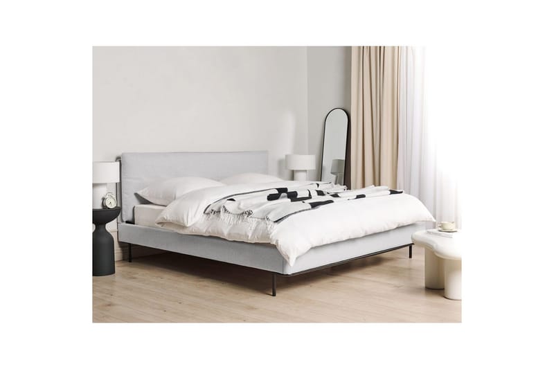 Dubbelsäng Beliani Corio med lamellram Beige-Svart, 140x200 cm Grey 180x200 - Møbler - Senge - Sengeramme & sengestel