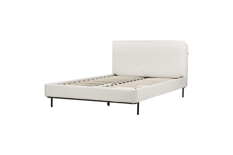 Dubbelsäng Beliani Corio med lamellram Beige-Svart, 140x200 cm White 140x200 - Møbler - Senge - Dobbeltsenge