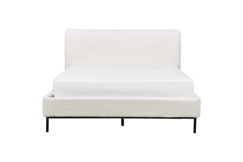 Dubbelsäng Beliani Corio med lamellram Beige-Svart, 140x200 cm White 140x200 - Møbler - Senge - Dobbeltsenge