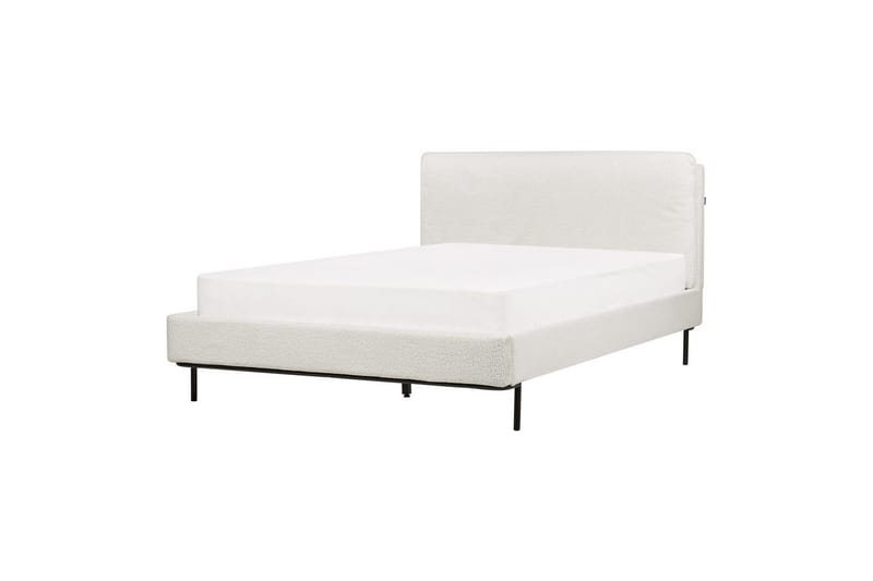 Dubbelsäng Beliani Corio med lamellram Beige-Svart, 140x200 cm White 140x200 - Møbler - Senge - Dobbeltsenge