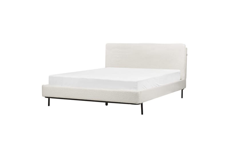 Dubbelsäng Beliani Corio med lamellram Beige-Svart, 140x200 cm White 160x200 - Møbler - Senge - Dobbeltsenge