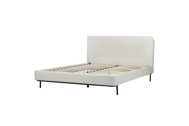 Dubbelsäng Beliani Corio med lamellram Beige-Svart, 140x200 cm White 160x200 - Møbler - Senge - Dobbeltsenge