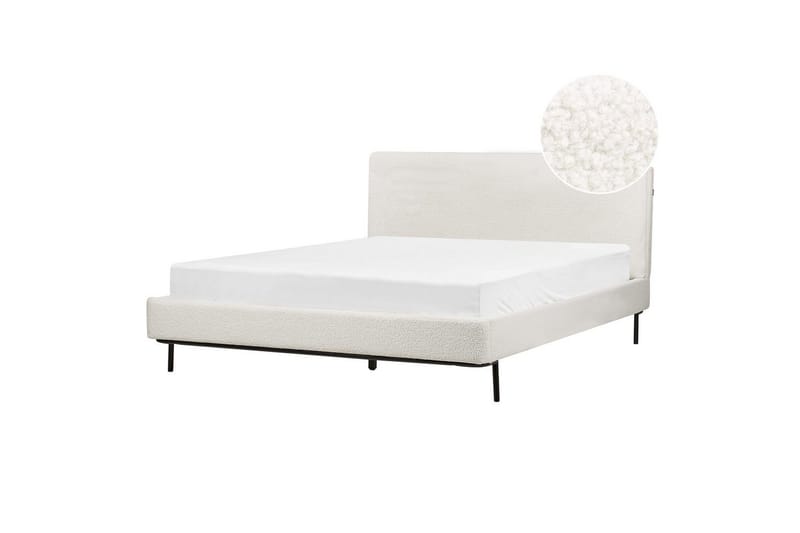 Dubbelsäng Beliani Corio med lamellram Beige-Svart, 140x200 cm White 160x200 - Møbler - Senge - Dobbeltsenge